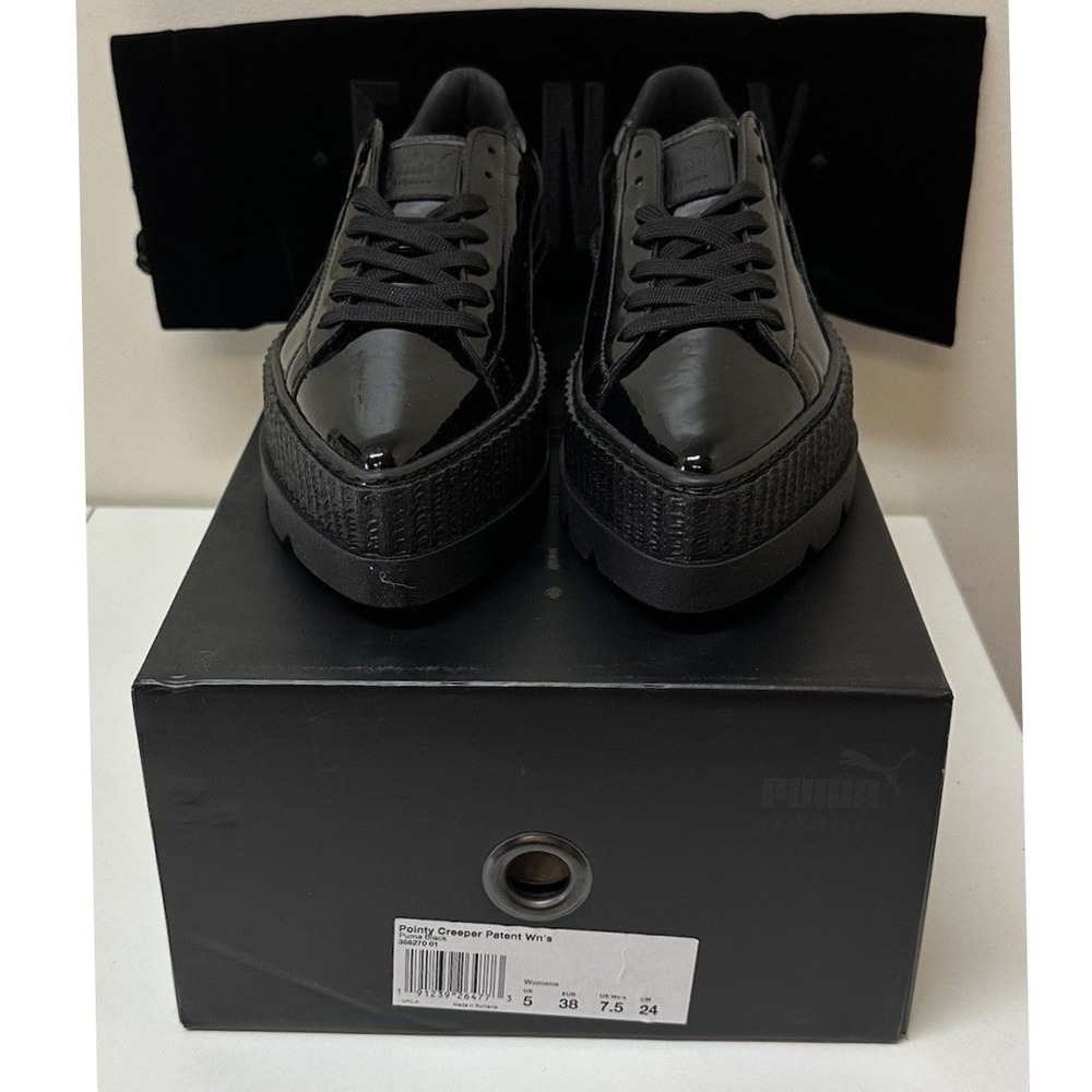 Puma x Fenty Rihanna Pointy Creeper Patent Black Leather Sz 7.5 36627001 NIB